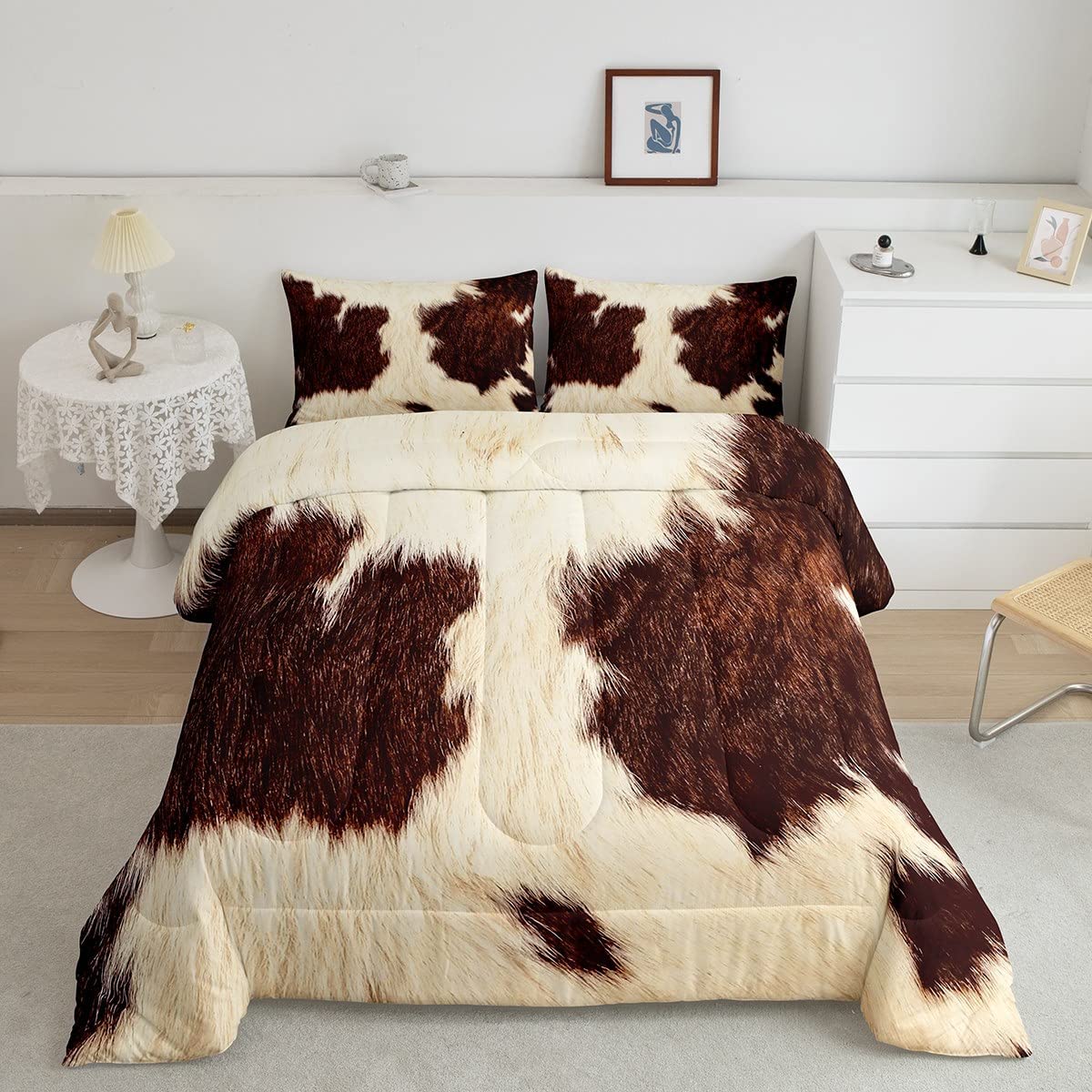 Cow Skin Print Bedding Set Photo of Cowhide Pattern Comforter