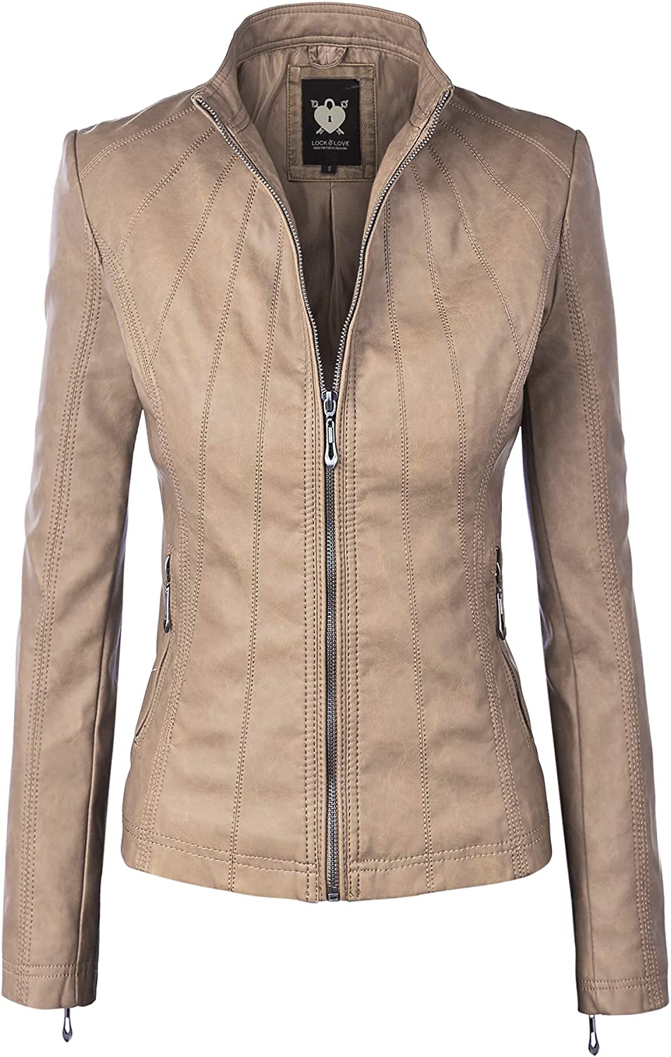 Women's Removable Hooded Moto Biker Jacket