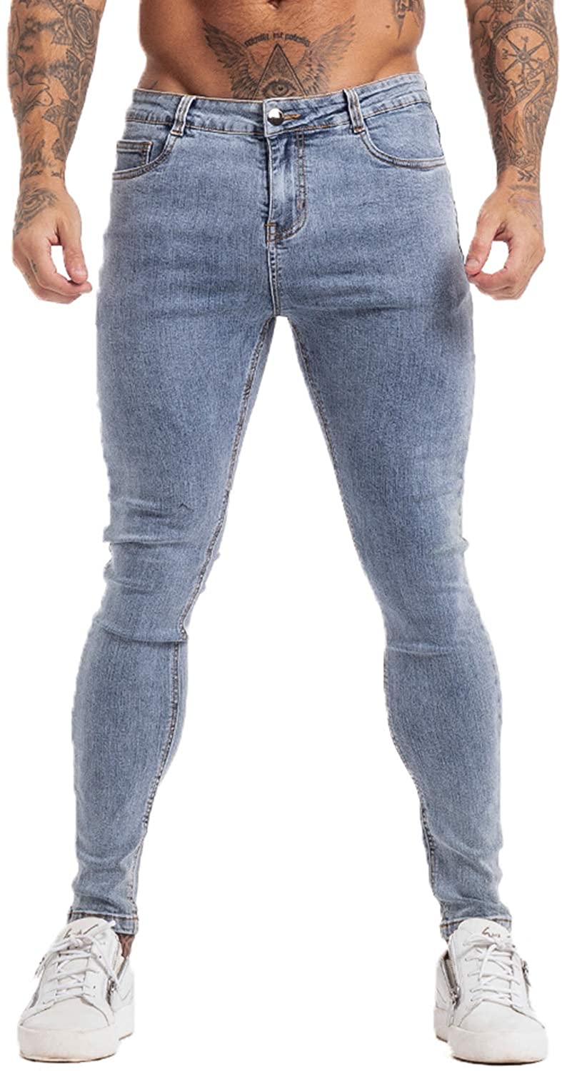 GINGTTO Herren Jeans Slim Fit Jeanshose Skinny Designer Jeans Stretch Risse 