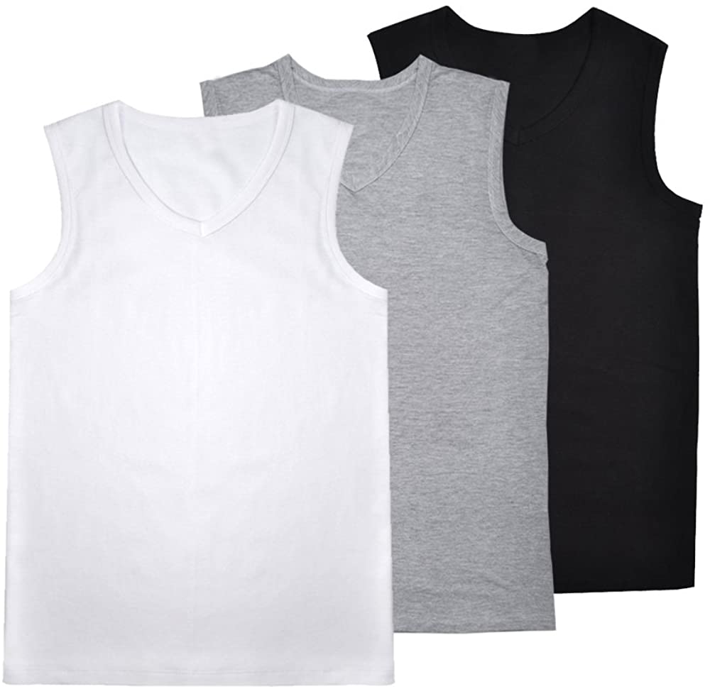 JISEN Mens V Neck Sleeveless T-Shirt Elastic Modal Cotton Sports Tank Tops
