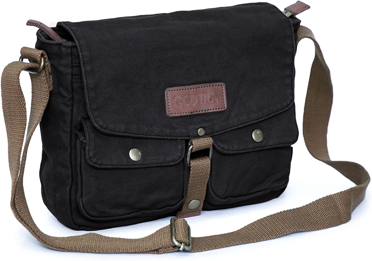 Gootium Canvas Messenger Bag - Vintage Shoulder Bag Frayed Style Boho  Satchel