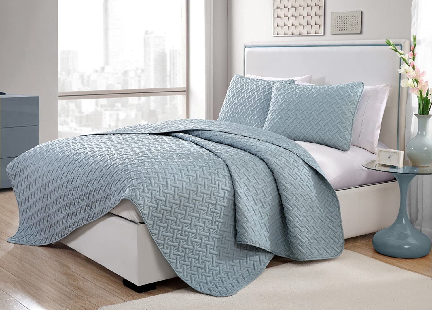 Ultra Soft The Home Collection Premium Quilted 3 Piece Coverlet Set 