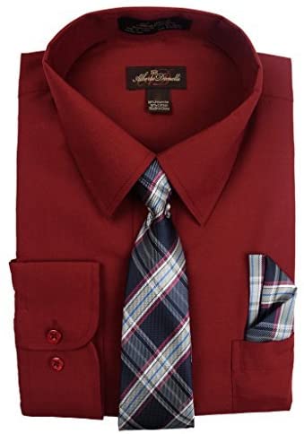 Alberto Danelli Boys Long Sleeve Dress Shirt with Matching Tie and Handkerchief 
