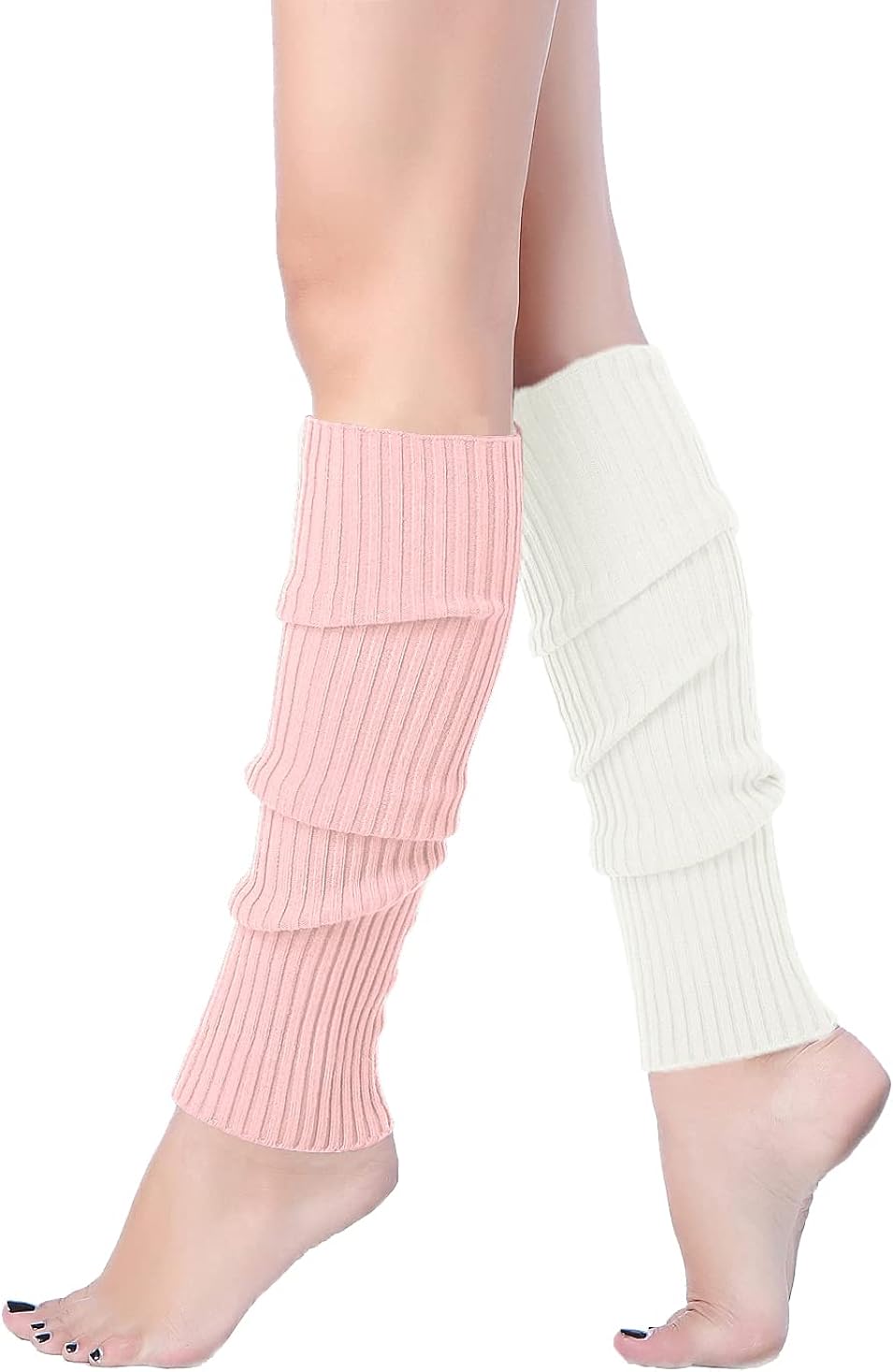 v28 Women Warm Leg Warmers 80s Retro Party Costume Knit Ballet Neon Long  Socks