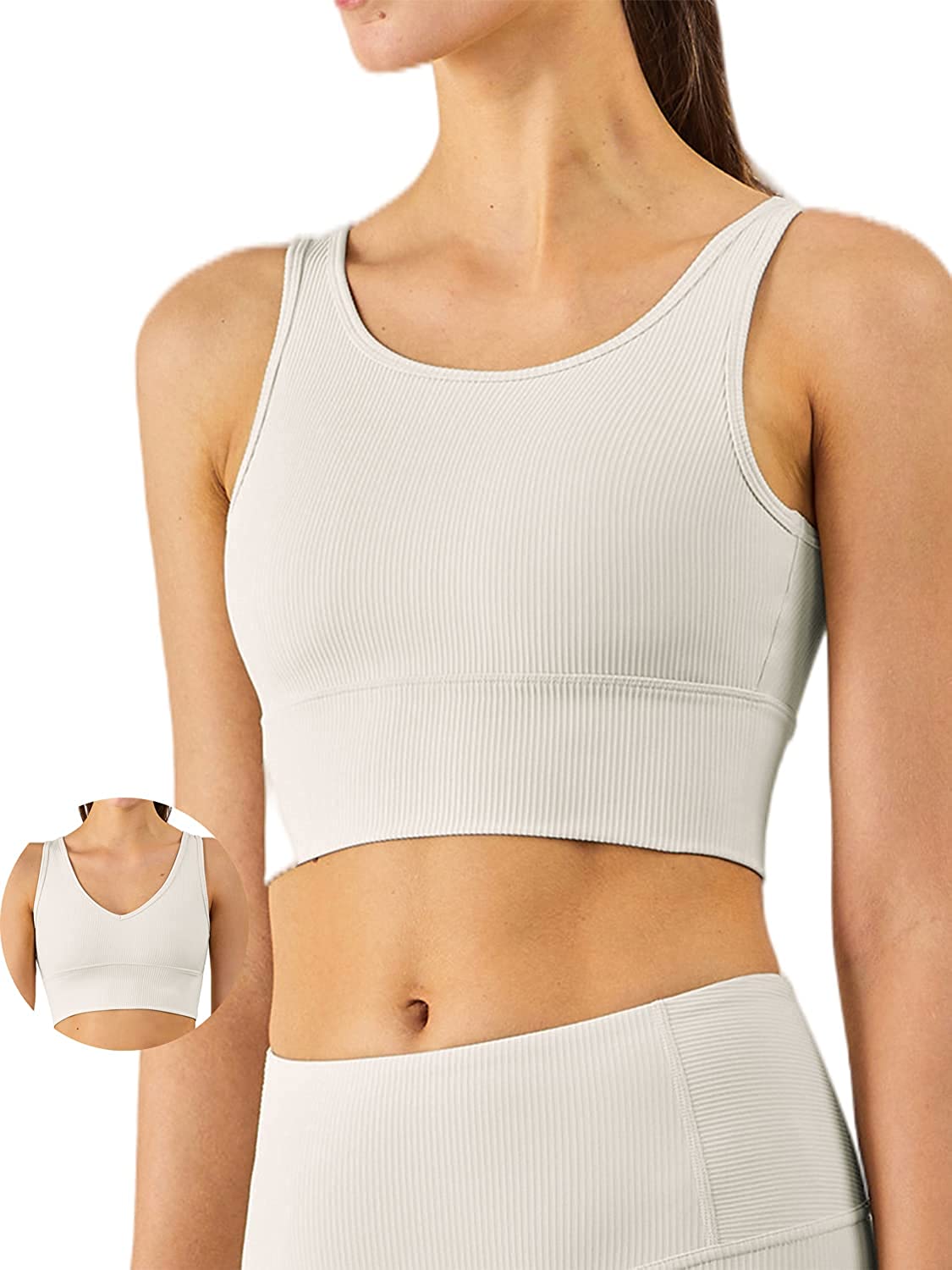 KIKIWING Women's Seamless Sports Bra Workout Crop Top Tank Tops for Women  Long Lined Sports Bra Ribbed Crop Top Fitness : : Clothing, Shoes  