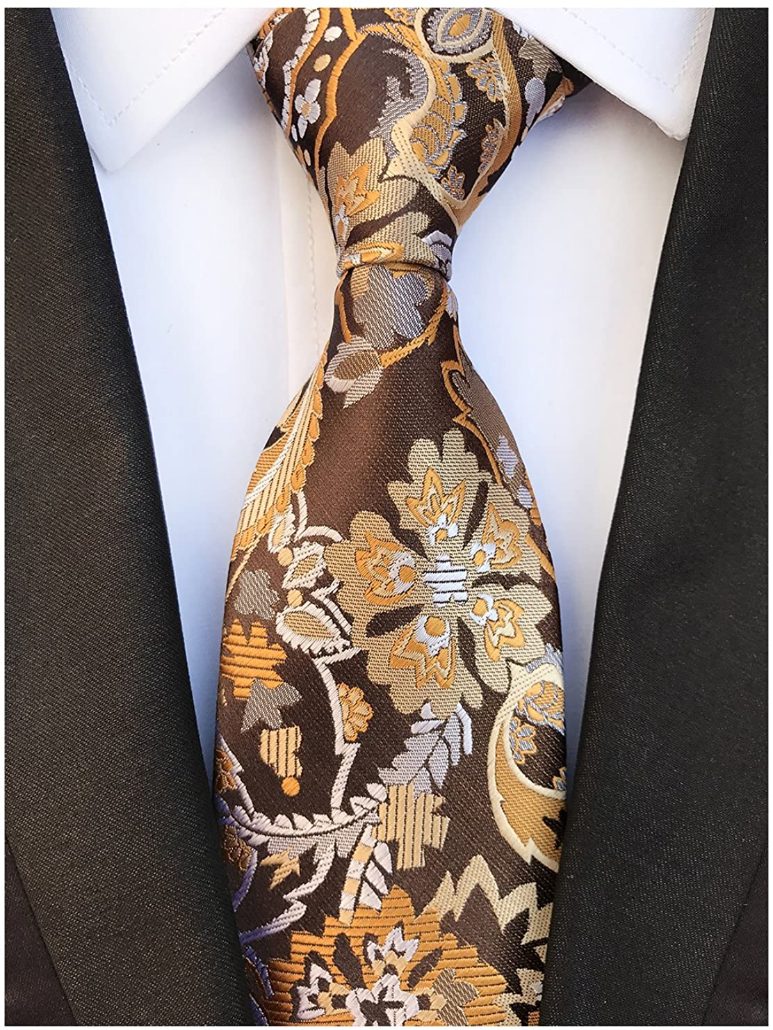 Details about   Elfeves Men's Peony Floral Ties Jacquard Woven Luxury Formal Party Suit Neckties 