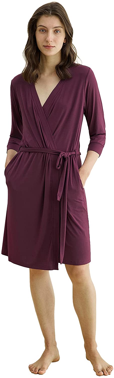 Women's Cotton Nightgown 3/4 Sleeves Housecoat with Pockets – Latuza