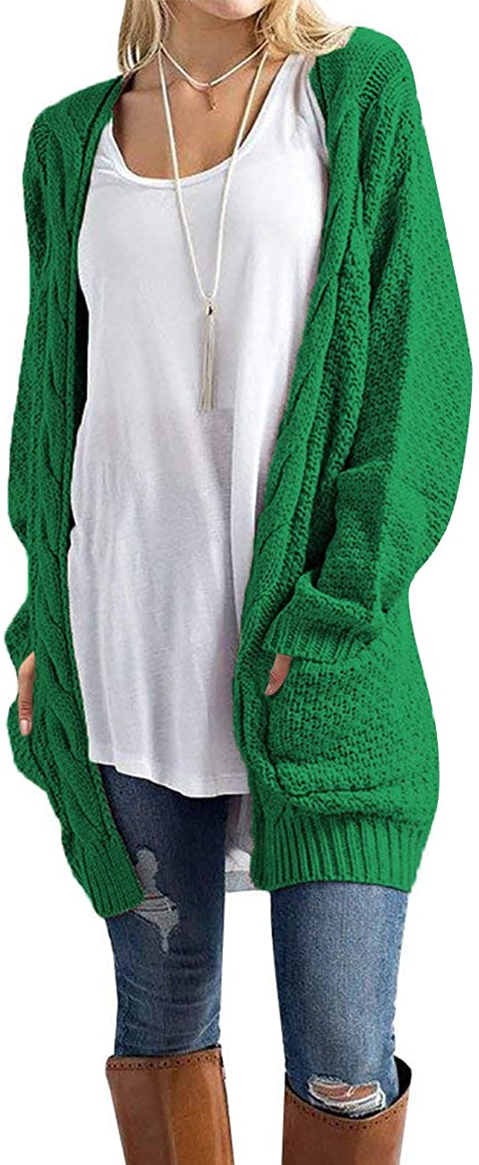 Guzom Womens Open Front Cardigan Sweater Long Sleeve Graphic Printed Fall Cropped Trendy Knit Clearance Green Cardigan Jacket Tops for Women Size L