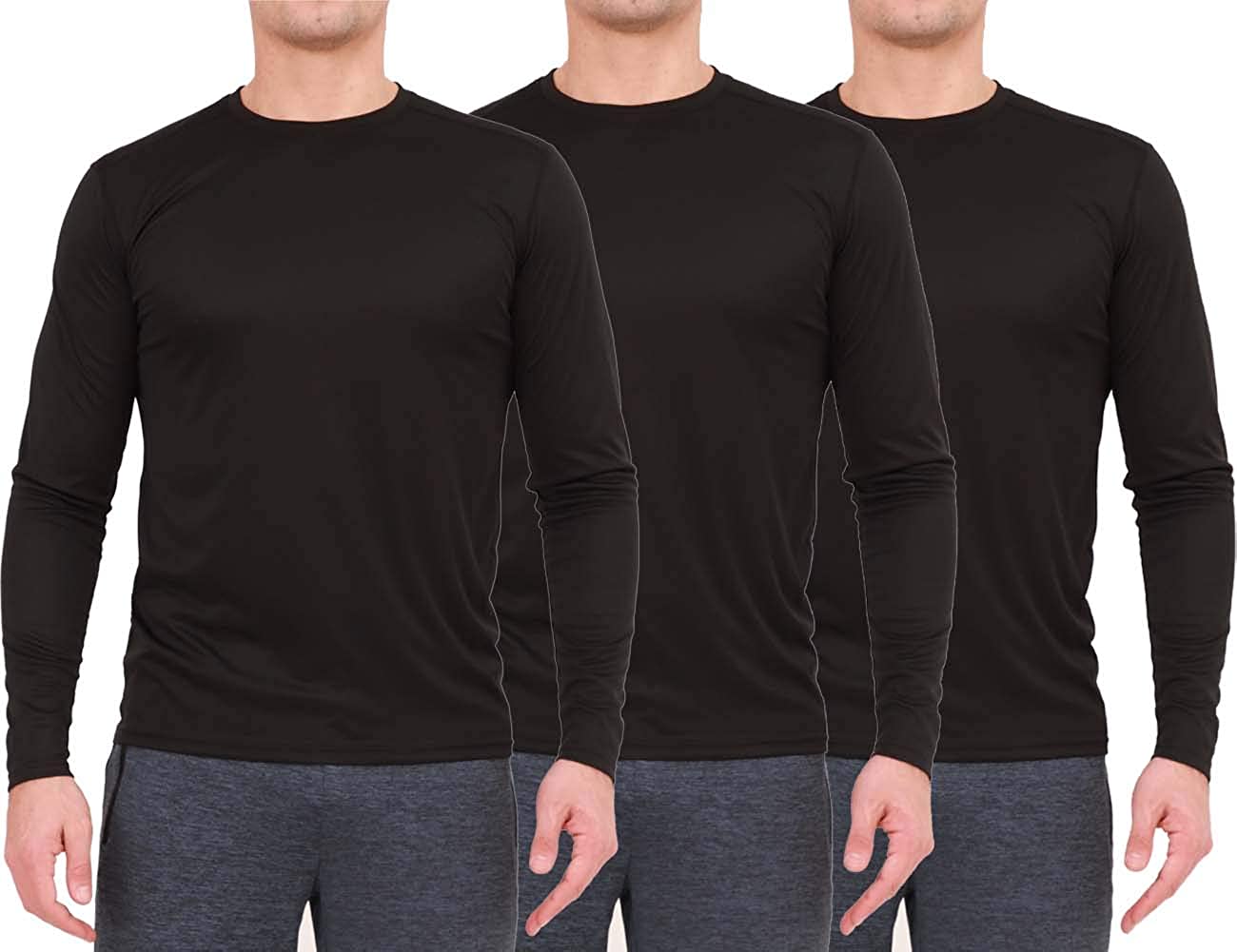 Quick-Dry and Lightweight Workout T-Shirts AyeGoo Men’s 3 Pack Long Sleeve Performance Running Shirts,Sun Protection Shirts 