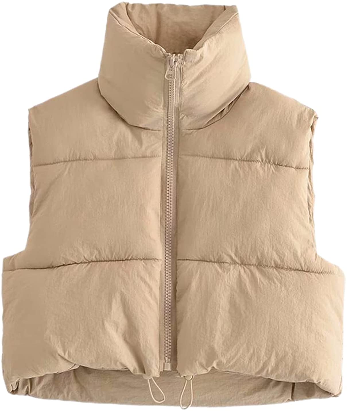 Athlisan Womens Cropped Puffer Jacket Quilted Zip UP Puffy Bubble Outerwear  Coat(Apricot-XS) at  Women's Coats Shop