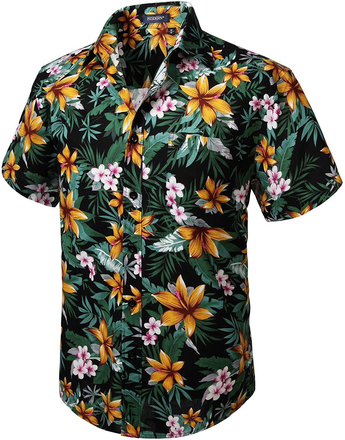 HISDERN Herren Funky Hawaiihemd Unisex Kurzarm Vordertasche Urlaub Sommer Aloha Bedruckter Strand Beilaufig Hawaii Hemd S-2XL