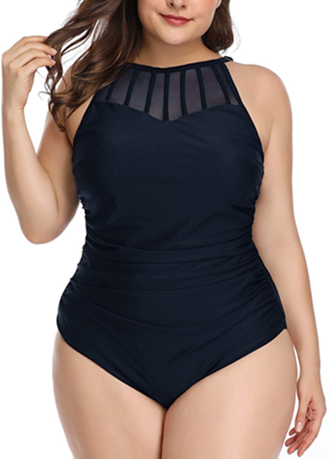 Aqua Eve Women Plus Size One Piece Bathing Suits Ruched Tummy Control  Swimsuit H