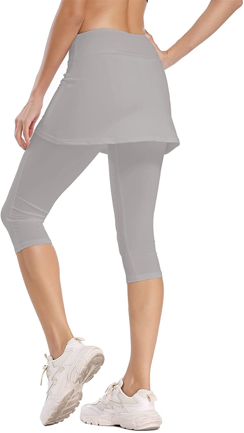 JWZUY Yoga Skirted Leggings with Pockets Women Active Athletic Ruffle  Pleated Golf Tennis Color Block Skirt Pants Black L - Walmart.com