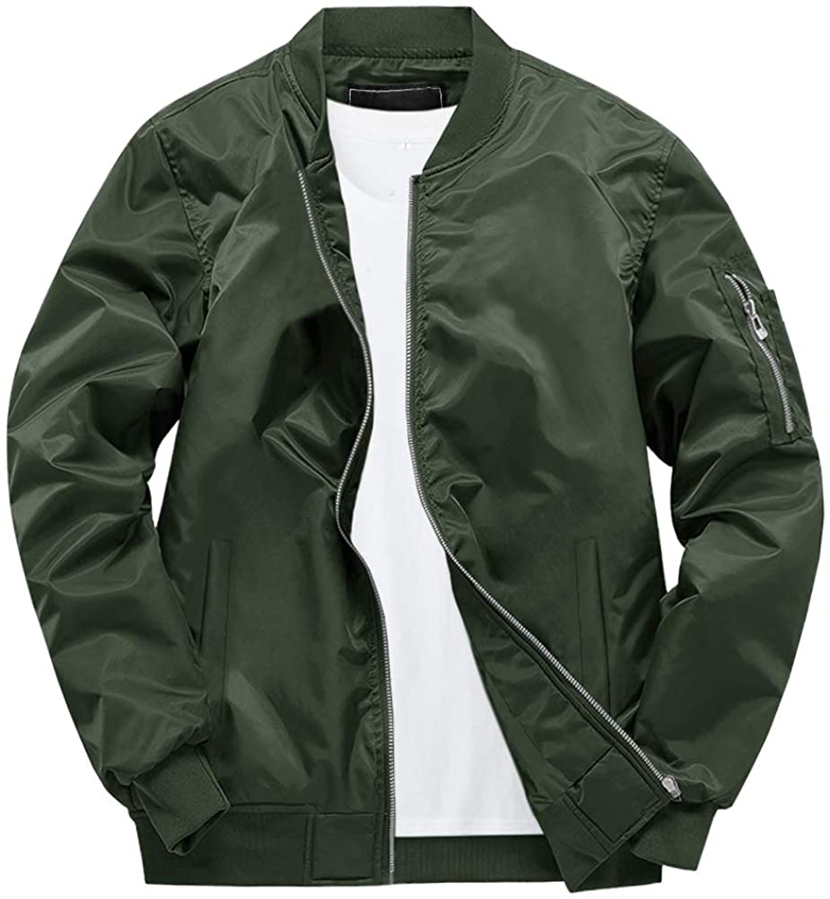 EKLENTSON Men's Fall Casual Cotton Slim Fit Jacket Thin Lightweight Outdoor Sportswear Bomber Jacket 