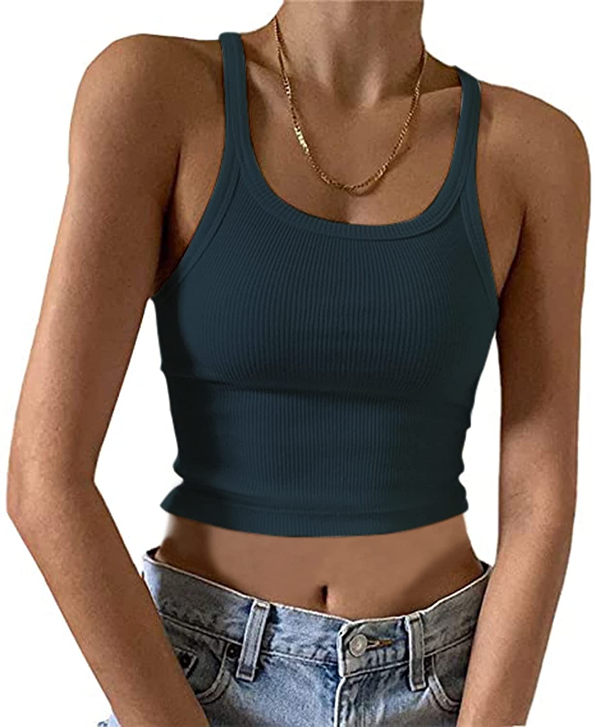 MONYRAY Ladies Sleeveless Crop Tank Tops with Shelf Built Bra Solid Basic  Casual Cropped Tops for Lady Girls Loungewear Tank Pink Small at  Women's  Clothing store