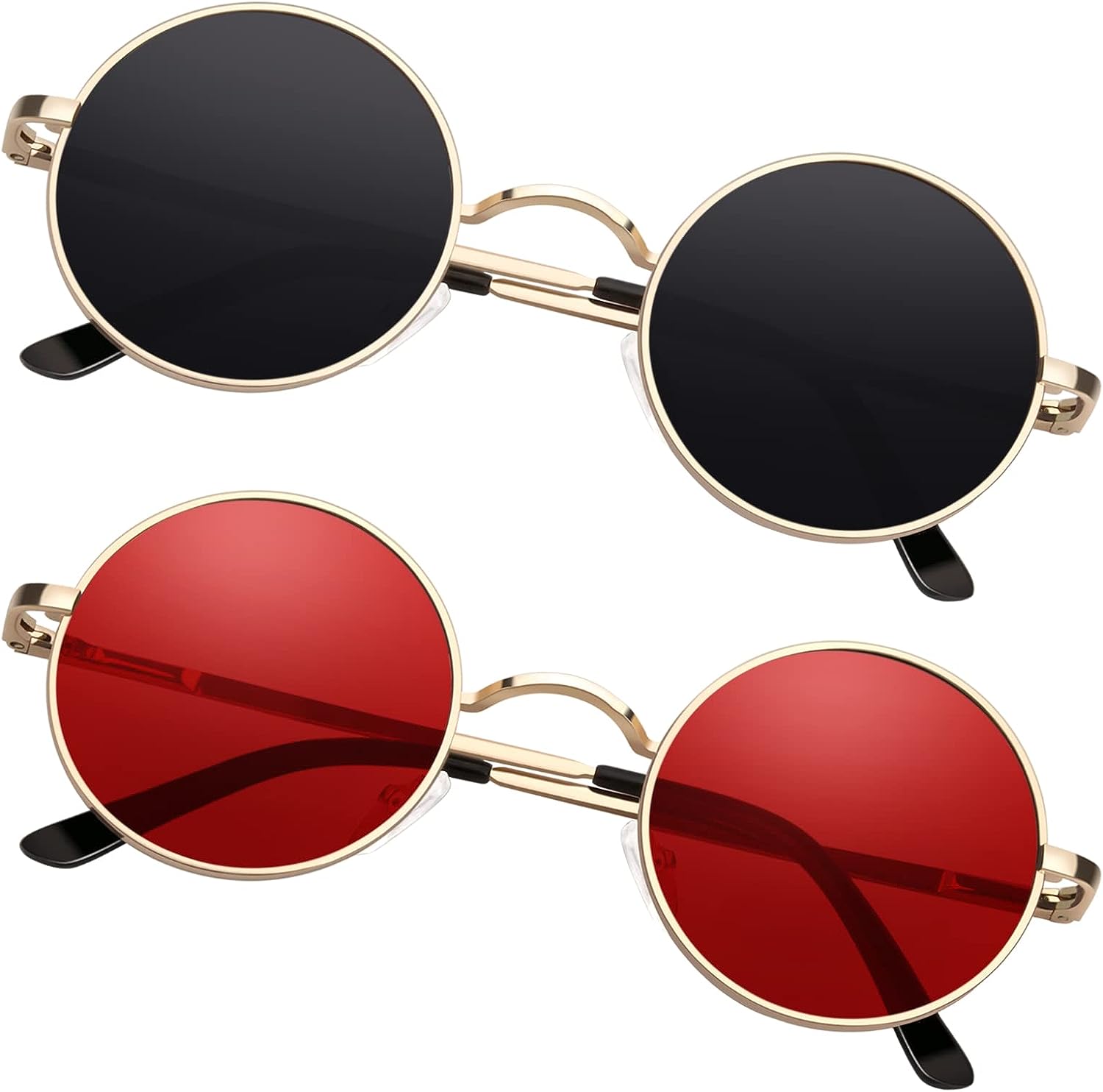  Sunier Small Round Sunglasses Men Women Shades Polarized Hippie  Retro Circle Sun Glasses, Black Frame Clear Red Colored Lens : Clothing,  Shoes & Jewelry