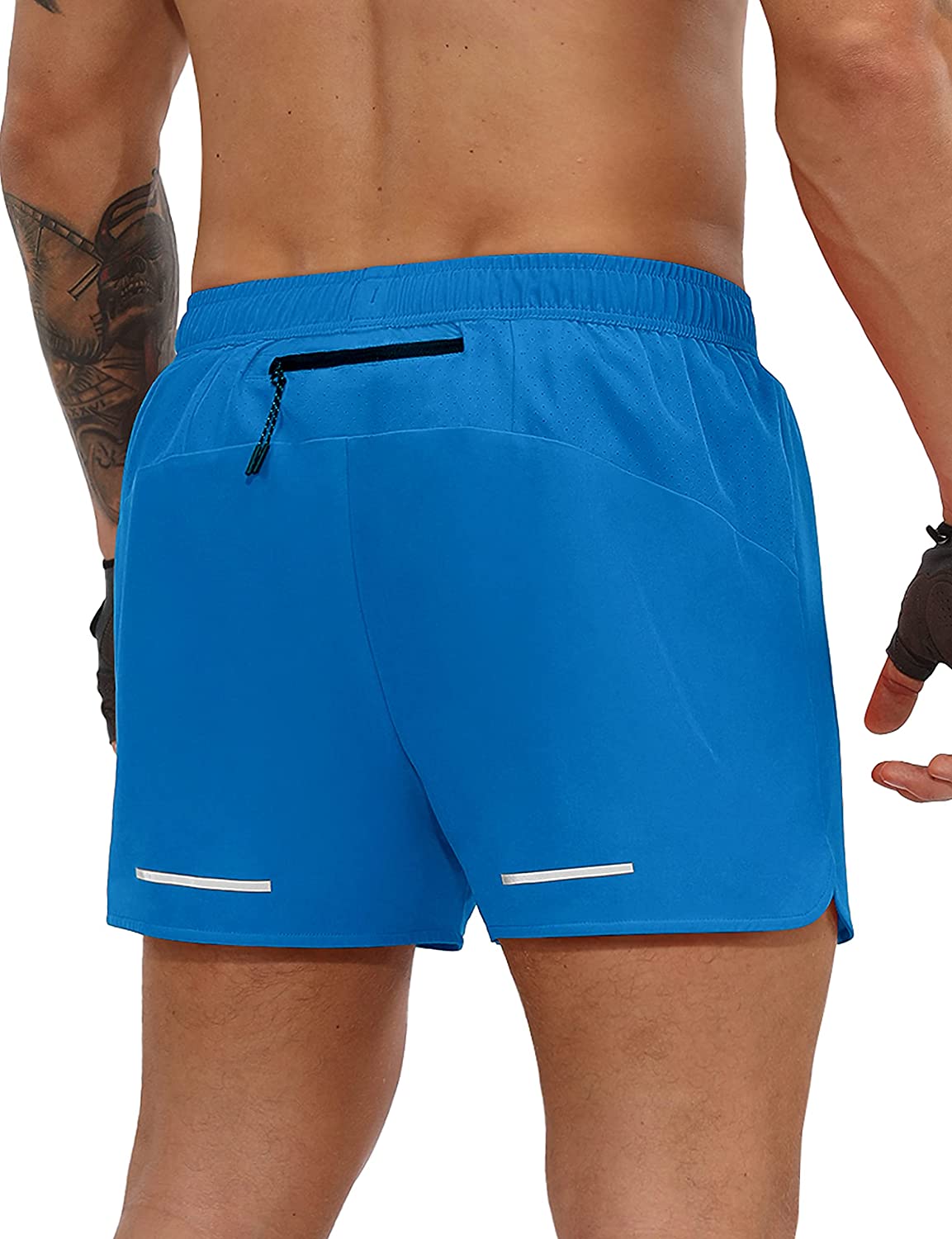 ODODOS Men's 3 Running Shorts with Back Zipper Pocket Quick Dry