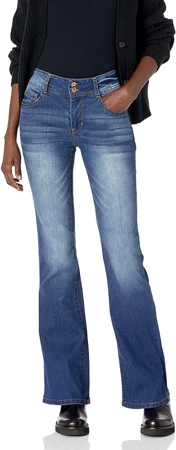 WallFlower Women's Flirty Curvy High Rise Flare Jeans 