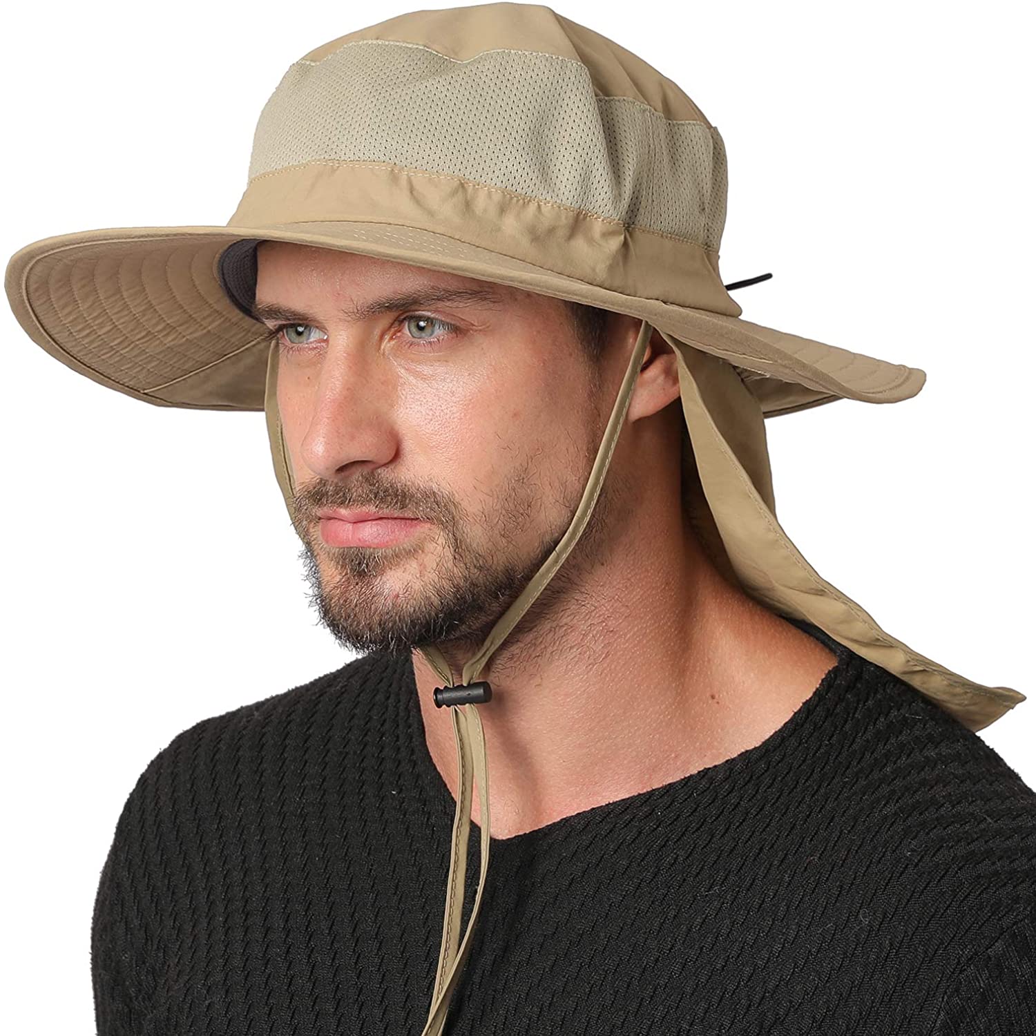 Jormatt Unisex Sun Hat with Neck Flap Cover Fishing Safari Cap Neck  Protection,U