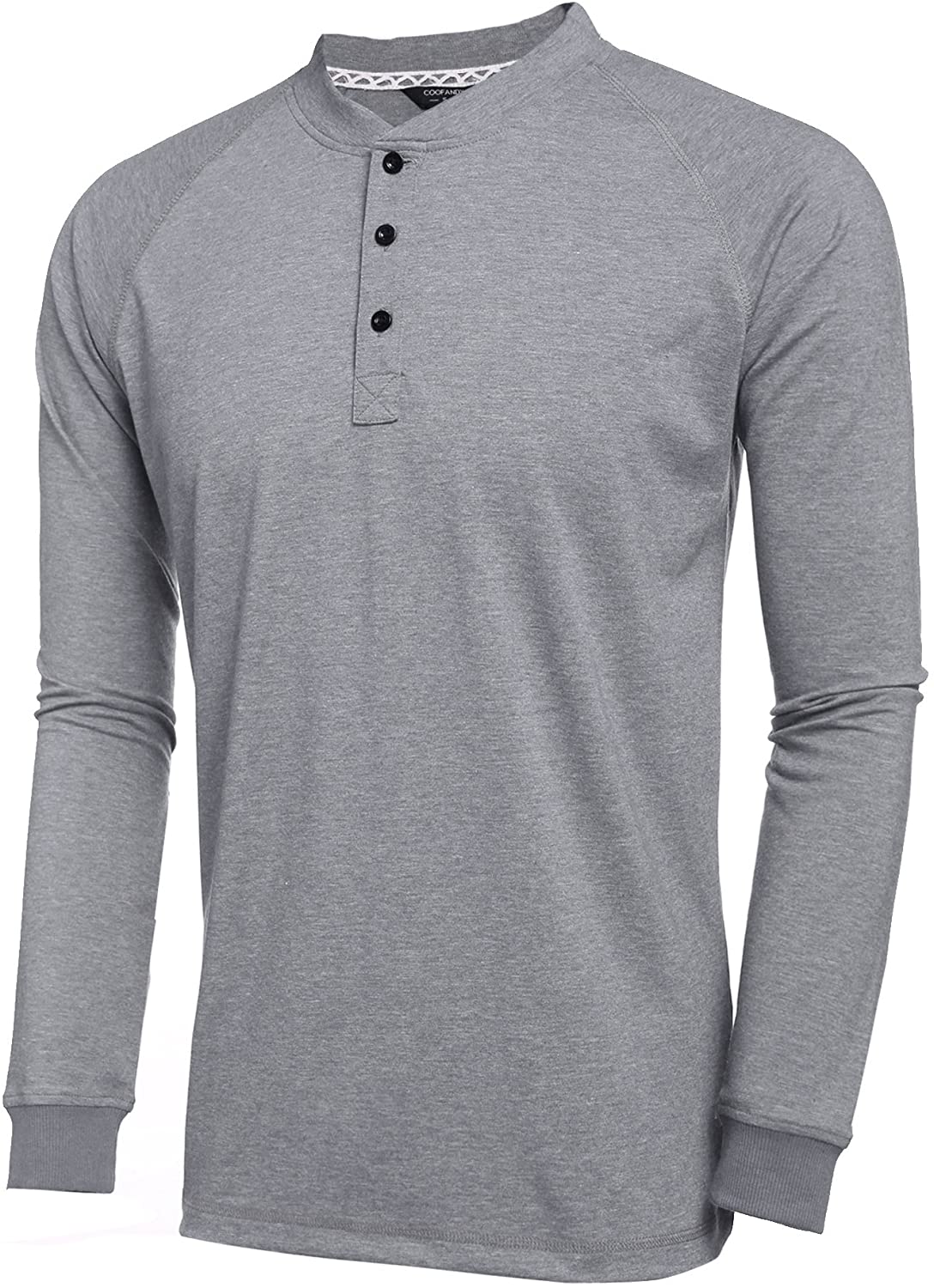 Download COOFANDY Men's Long Sleeve Henley Shirts Plain Raglan ...