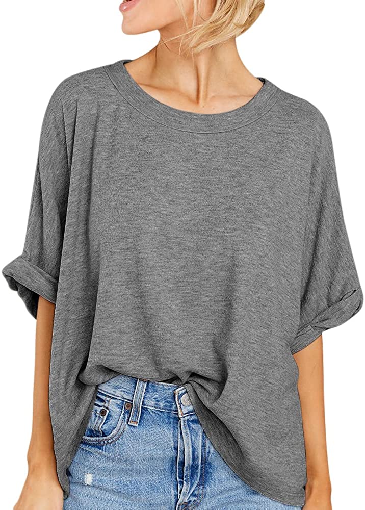 Buy Women Oversized T-Shirt Summer Casual Short Sleeve Loose Tee Tops,  Khaki, Medium at