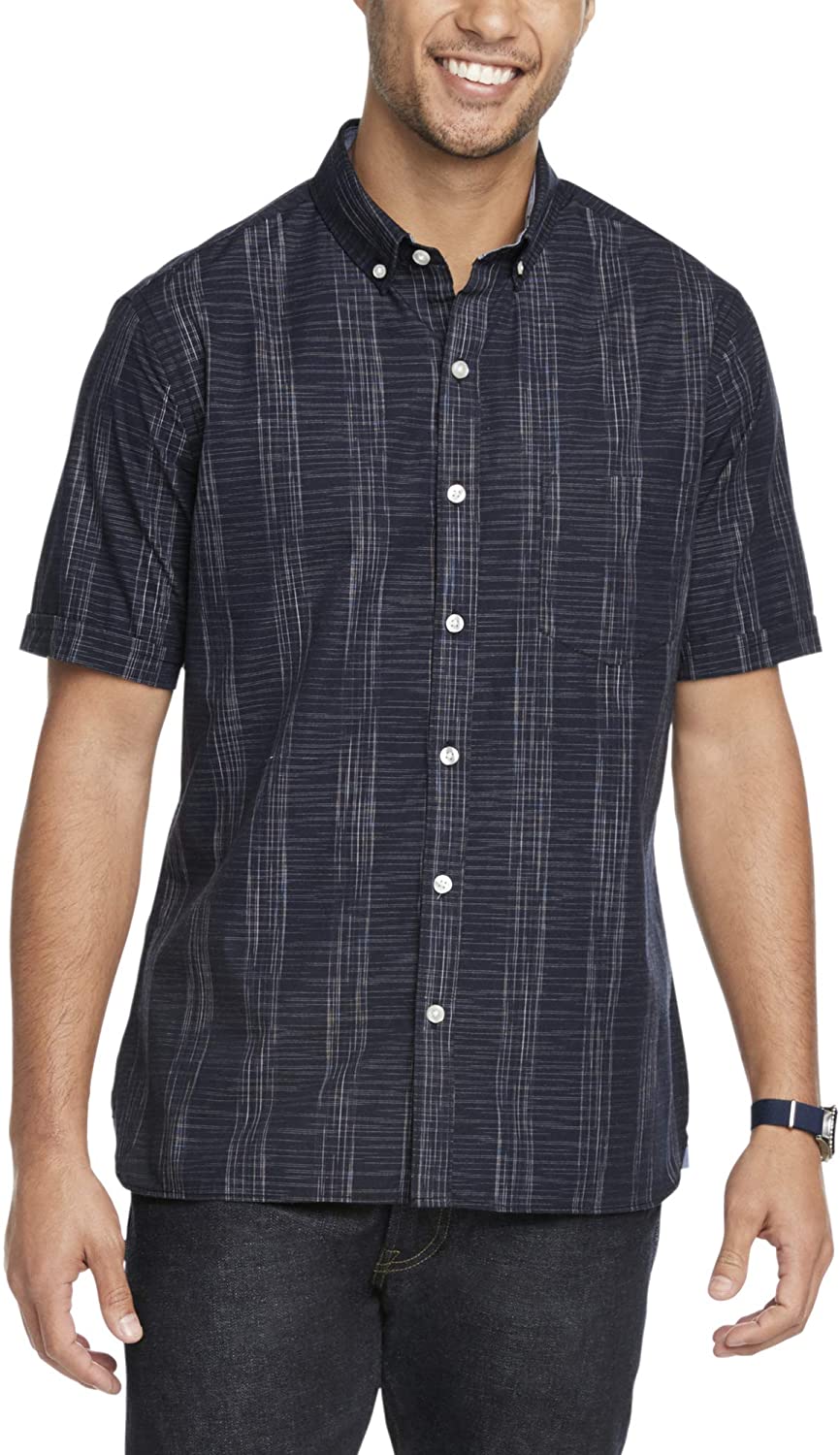 Van Heusen Men's Slim Fit Never Tuck Short Sleeve Button Down Shirt | eBay