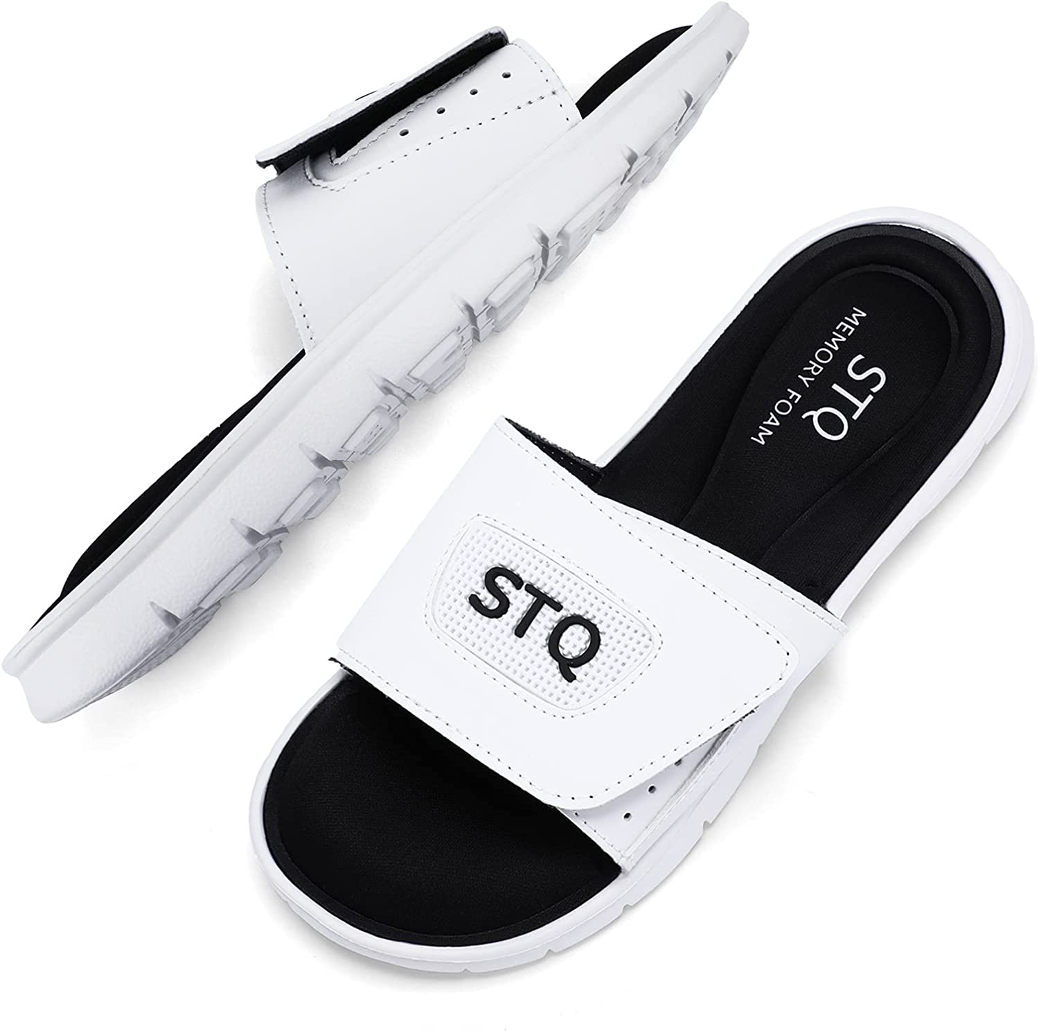 STQ Womens Comfort Sport Slide Sandal Athletic Memory Foam Slides