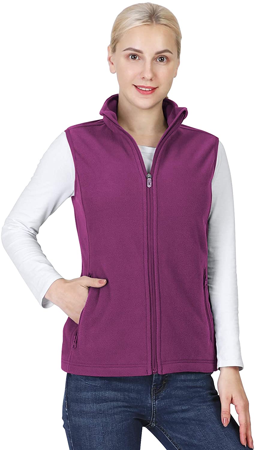 Outdoor Ventures Women's Fleece Vest Polar Zipper Vest Outerwear Ladies Soft Sleeveless Coat Gilet with Pockets for Fall & Winter 