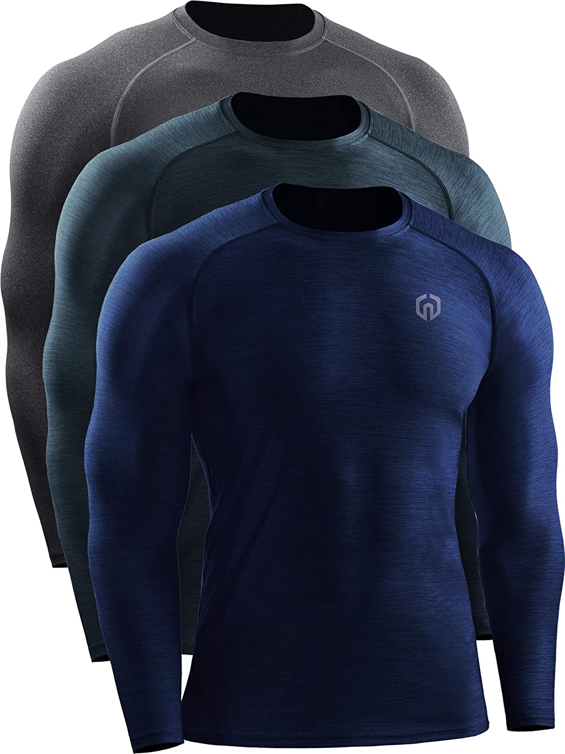 Neleus Men's Dry Fit Athletic Workout Running Shirts Long Sleeve 