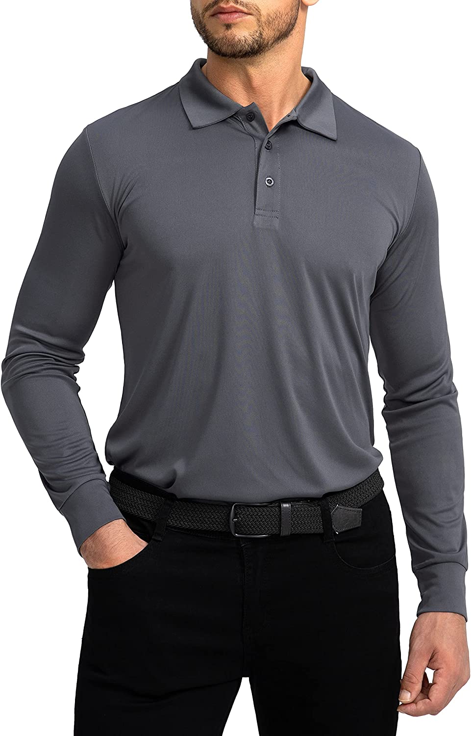 Men's Polo Shirt Long Sleeve Golf Shirts Lightweight UPF 50+ Sun Protection  Cool