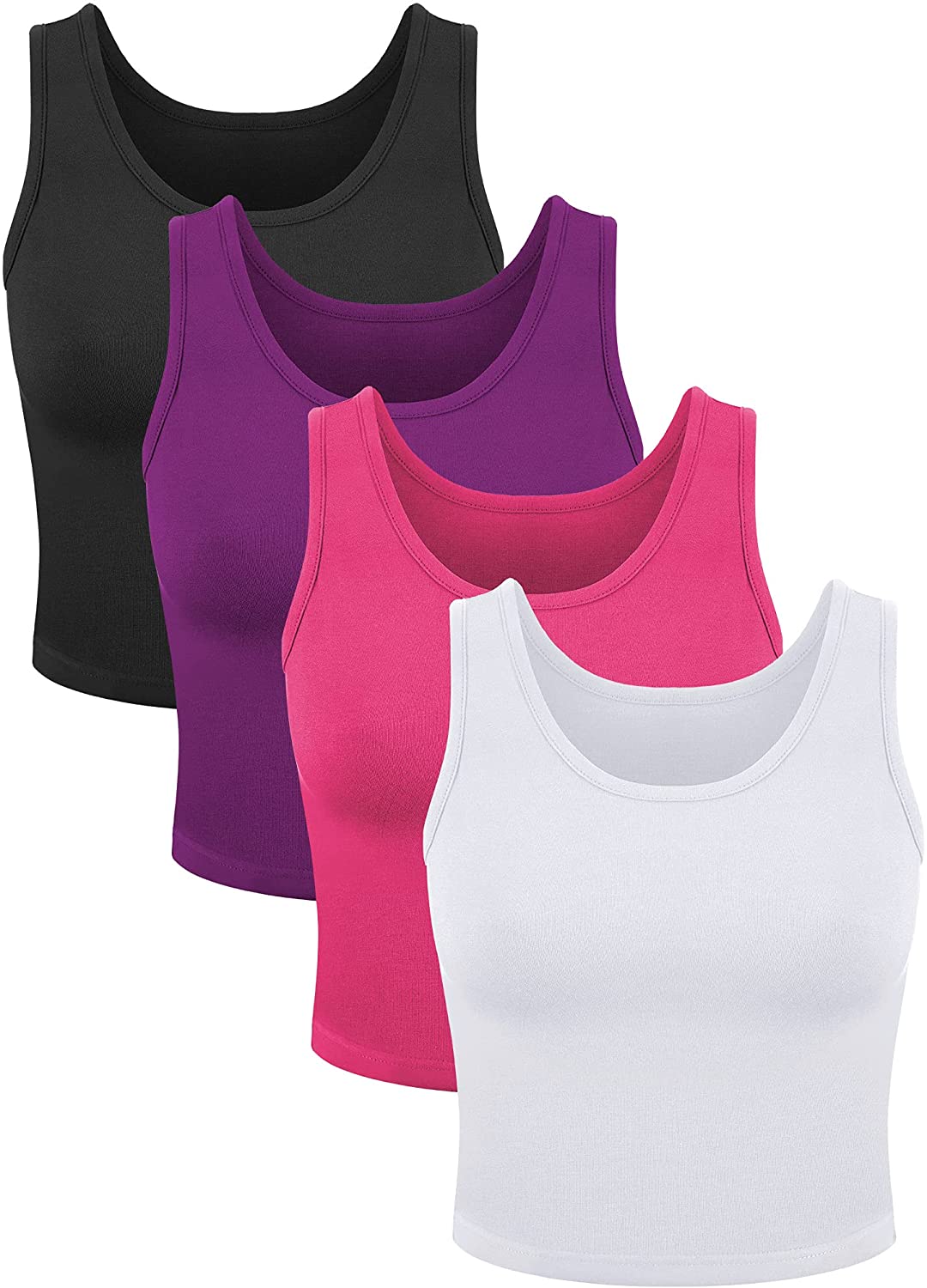 4 Pieces Women Basic Crop Tank Top Short Sleeveless Sports Crop Top :  : Clothing, Shoes & Accessories