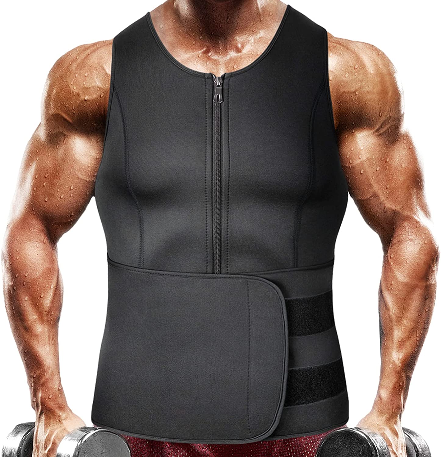 MISS MOLY Men s Sauna Waist Trainer Vest Sweat Vest with Trimmer