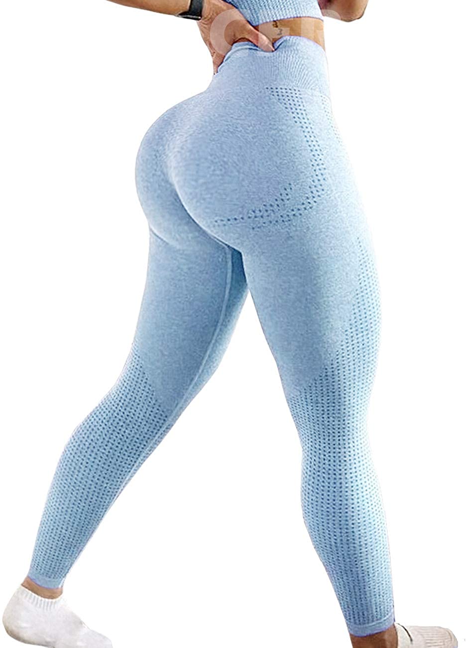 TOWED22 Sports Fitness Pants Women's Tight Peach Hip Yoga Pants Stretch  Pants(Blue,XL) 