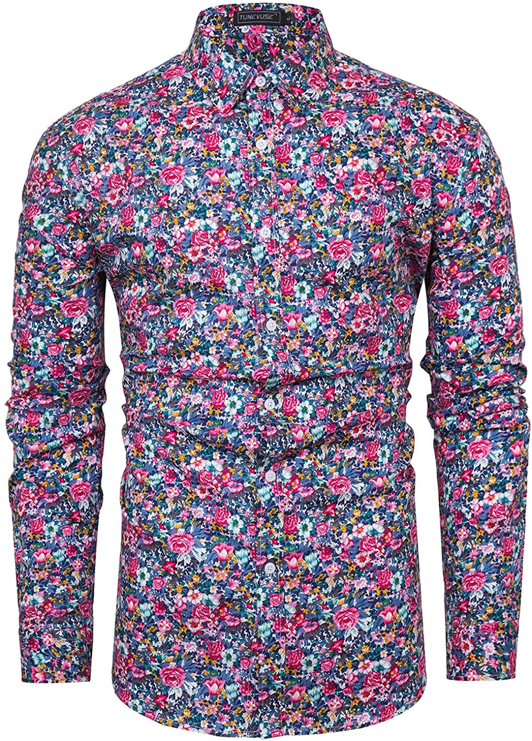 TUNEVUSE Men Floral Dress Shirts Long Sleeve Casual Button Down Flower  Printed Shirts 100% Cotton : : Clothing, Shoes & Accessories