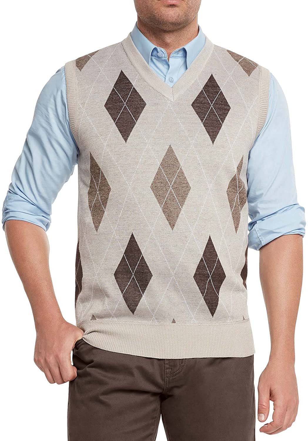 True Rock Men's Argyle V-Neck Sweater Vest