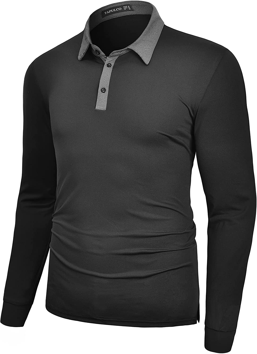 TAPULCO Mens Long Sleeve Golf Polo Shirt Quick Dry Stretchy Athletic Casual  T-Sh