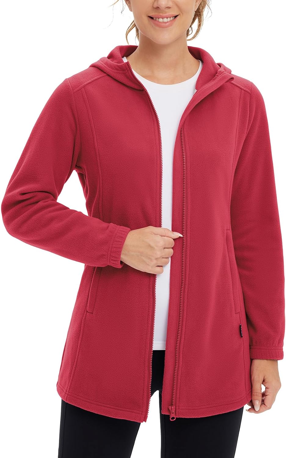 BALEAF Women's Long Fleece Jacket Full Zip Polar Fleece Hoodie Soft  Lightweight