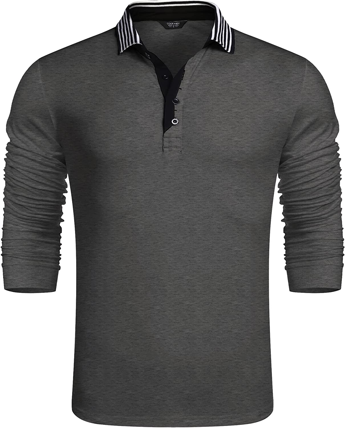 MEN'S SLIM-FIT BLACK LONG SLEEVE POLO