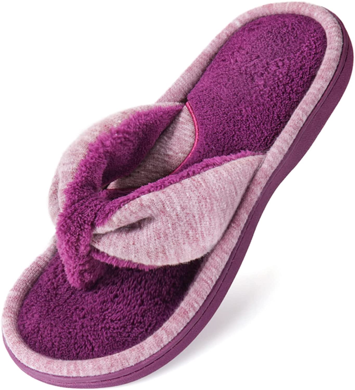 Womens Adjustable Terry Cozy Spa Thong Wishcotton Ladies Memory Foam Flip Flop Slippers 