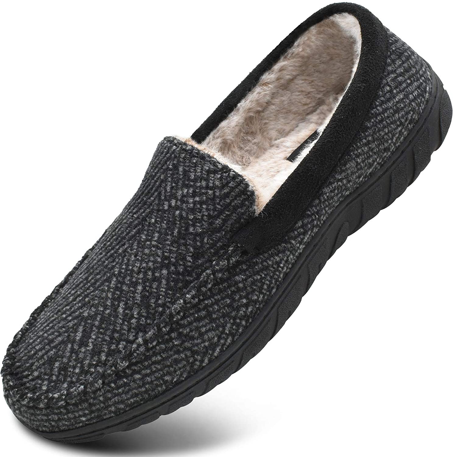 KuaiLu Mens Comfort Memory Foam Moccasin Slippers Slip On House Shoes Warm Pl... 