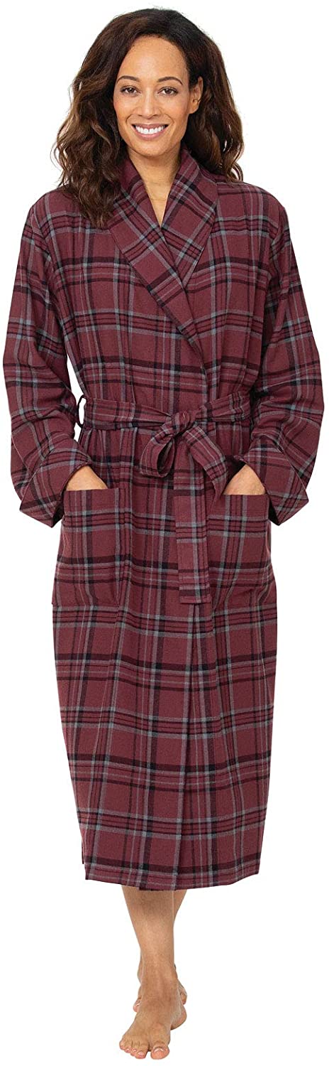 Soft Yarn Dyed Plaid PajamaGram Cotton Flannel Robe Womens