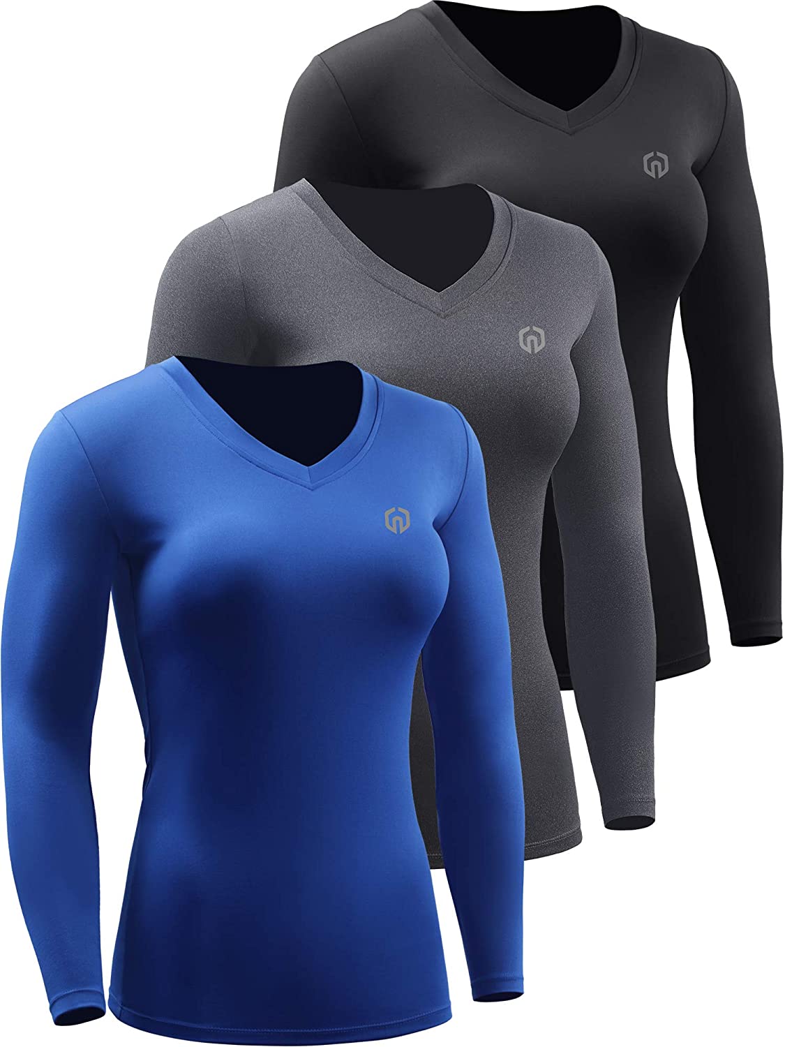 NELEUS Women's 3 Pack Compression Shirts Long Sleeve Yoga Athletic