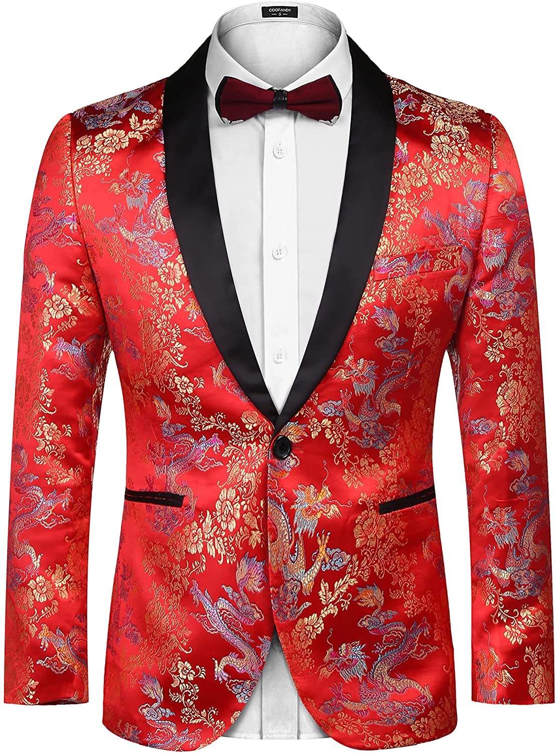 COOFANDY Mens Floral Suit Jackat Luxury Stylish Slim Fit Dinner Blazer One Button Sport Coat 