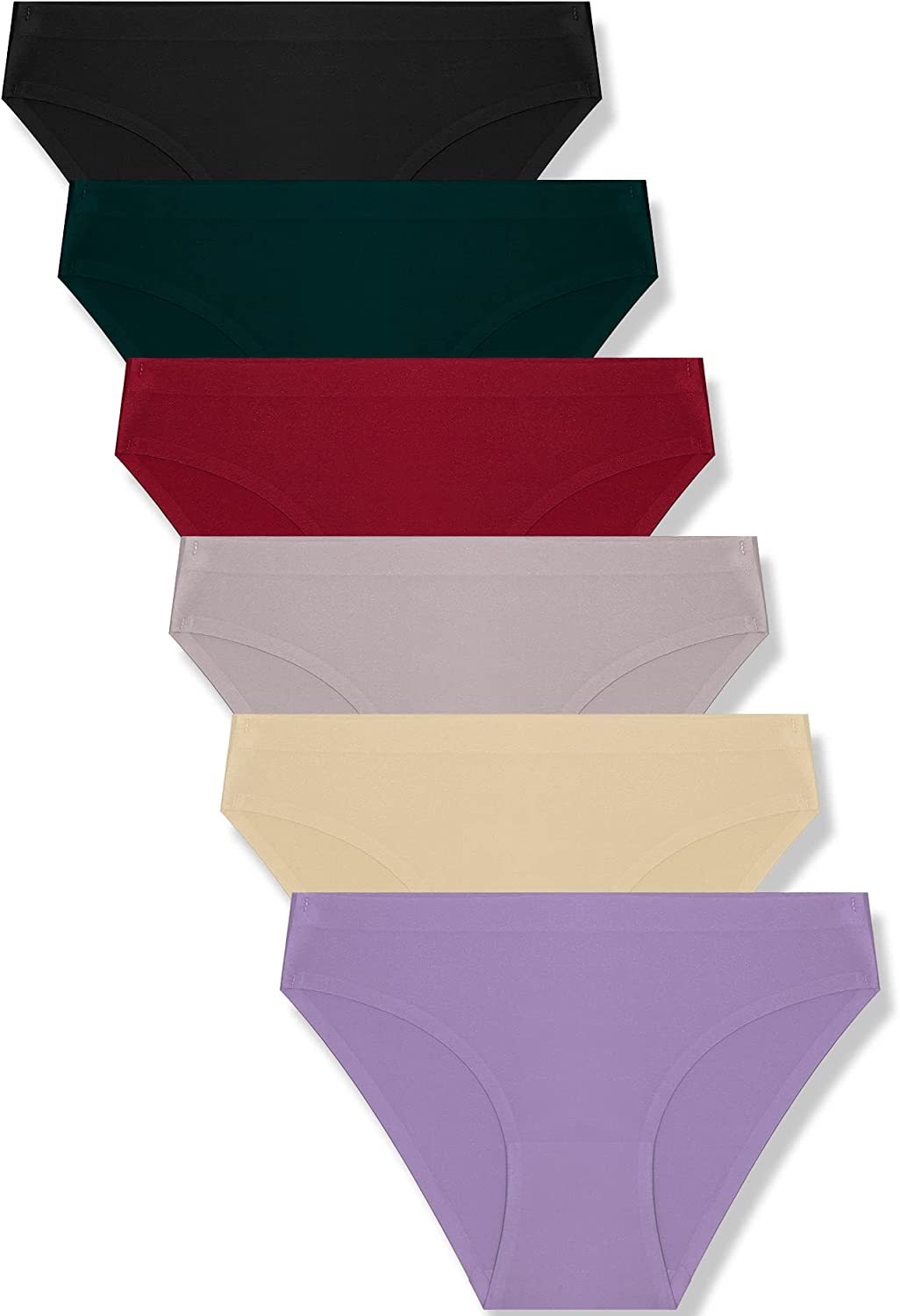 FINETOO 6 Pack Women’s Seamless Hipster Underwear No Show Panties  Invisibles Bri