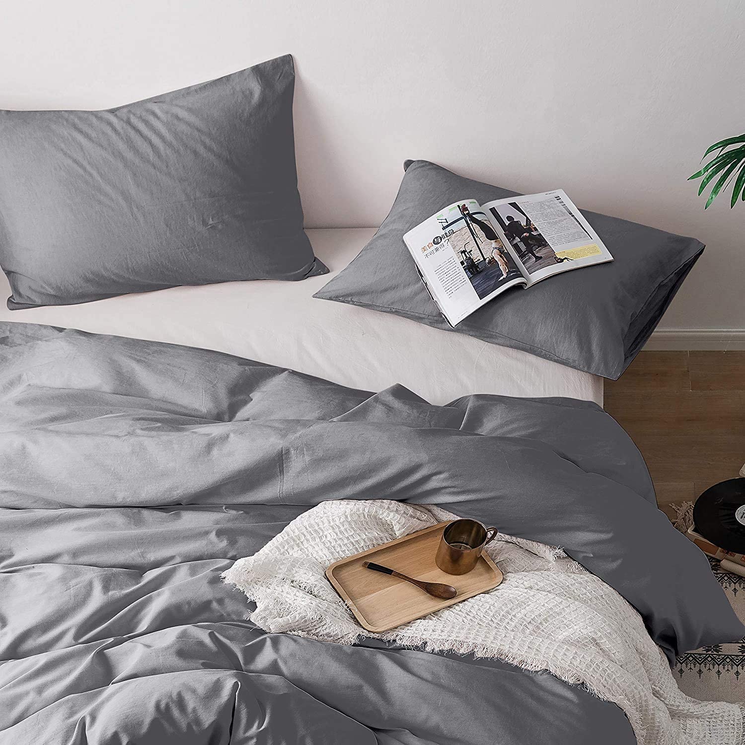 grey washed cotton duvet cover