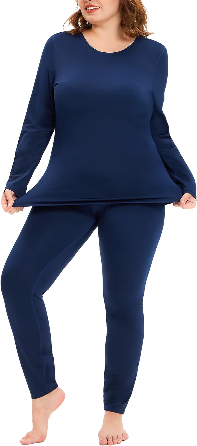 COOTRY Plus Size Thermal Underwear for Women Long Johns Fleece Lined Base  Layer