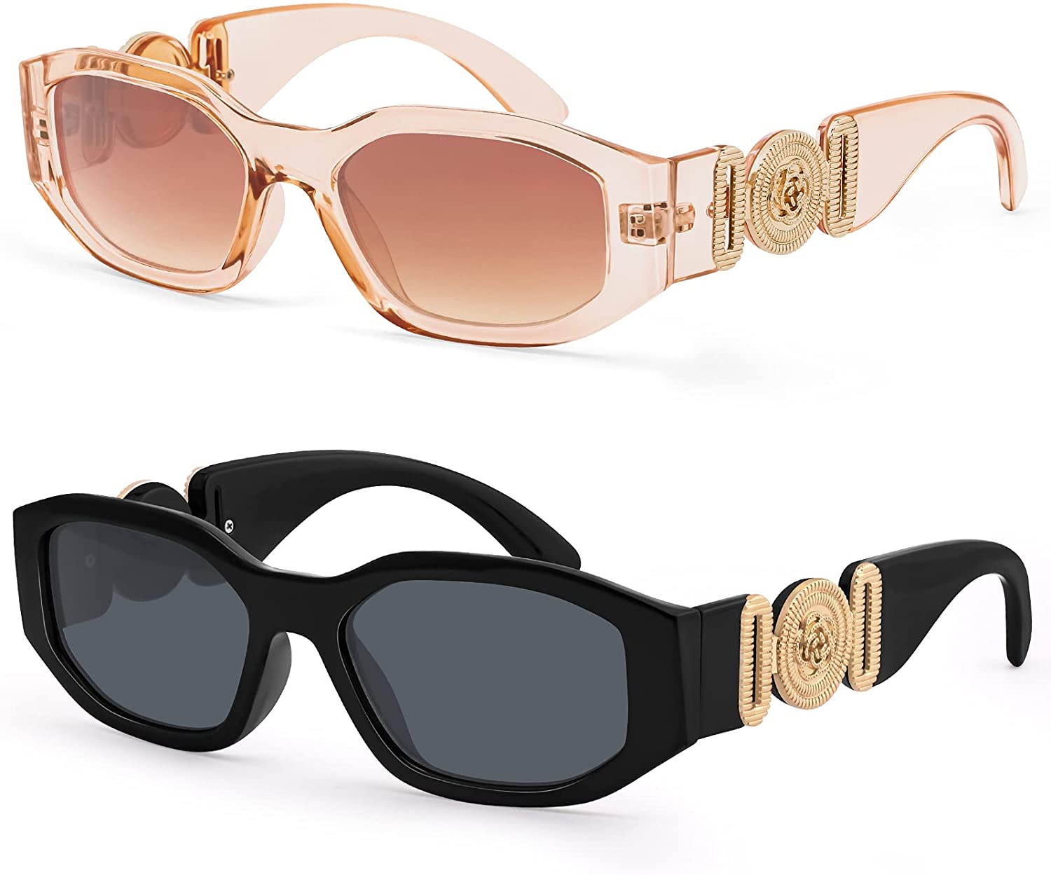 KUGUAOK Irregular Rectangle Sunglasses Women Trendy Design UV Protection  Small S