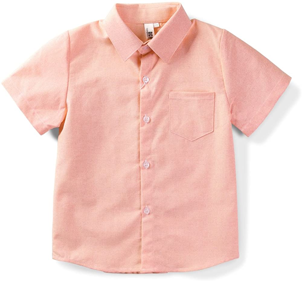XXL Big Kids Casual Dress Tops 2T OCHENTA Men & Boys' Short Sleeve Button Down Oxford Shirt 