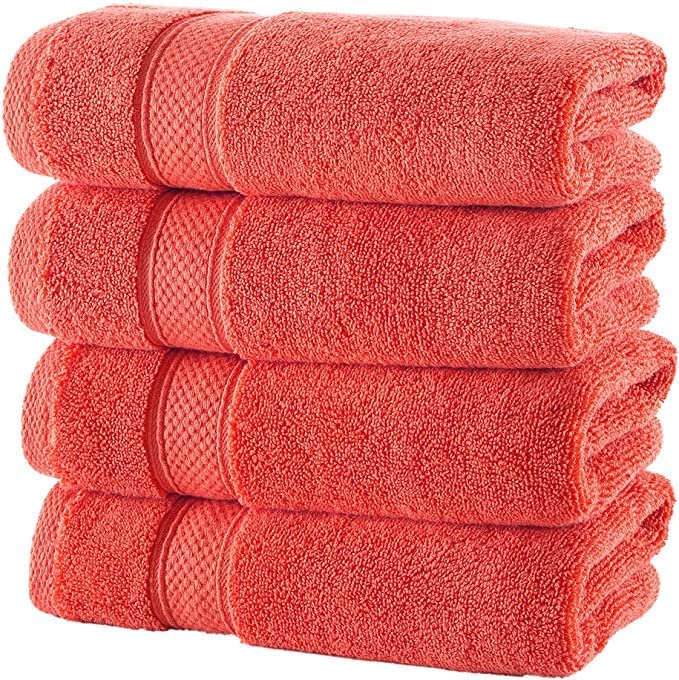 Hotel Quality Turkish Towel Set for Bathroom (6 Pcs Towel Set), Coral