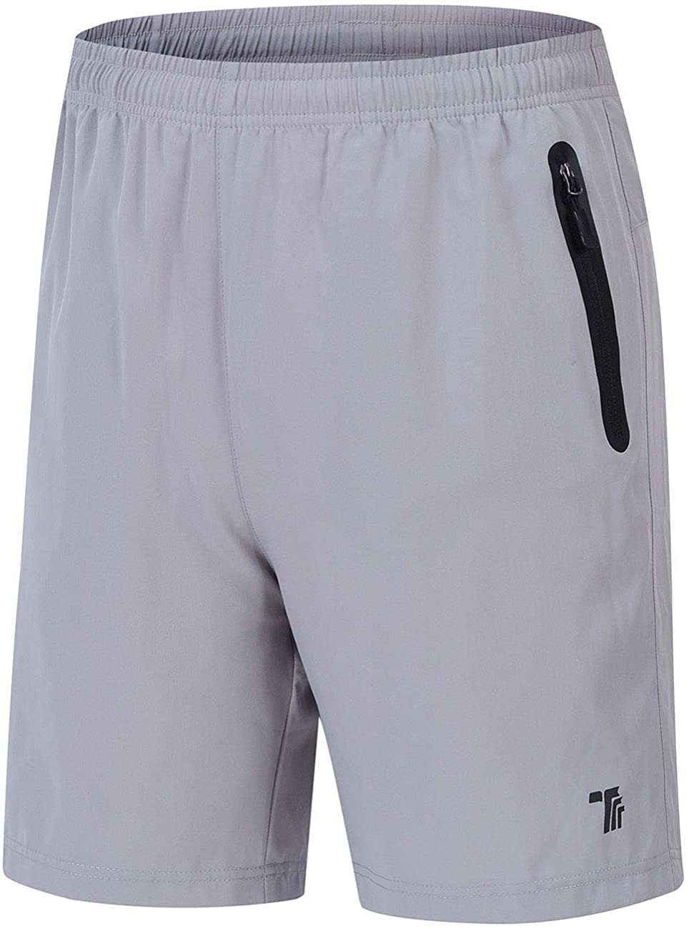 TBMPOY Men's 7'' Athletic Running Shorts Quick Dry Shorts with Zipper Pockets 